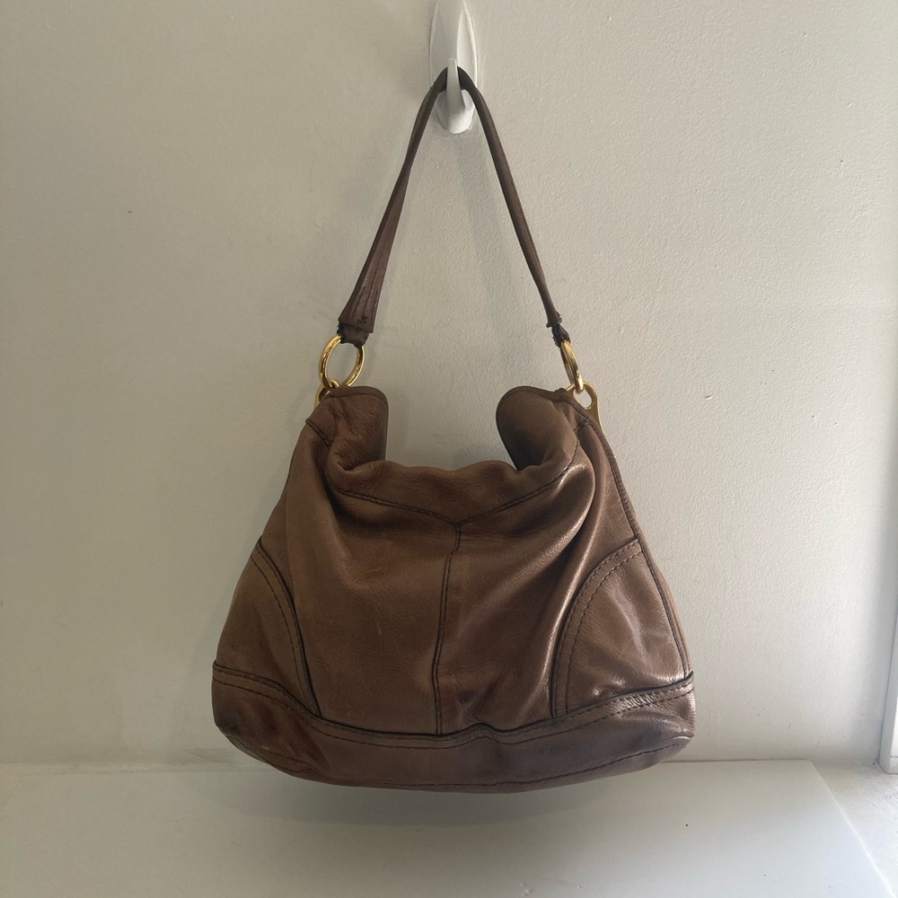 Vintage Prada Cervo Shine Hobo Bag in Luggage Brown - Picture 6 of 13